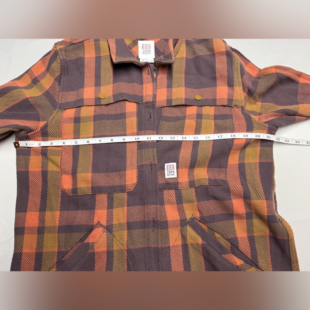 Topo Designs Women's Mountain Shirt Jacket - Orange and Brown - Picture 4 of 5